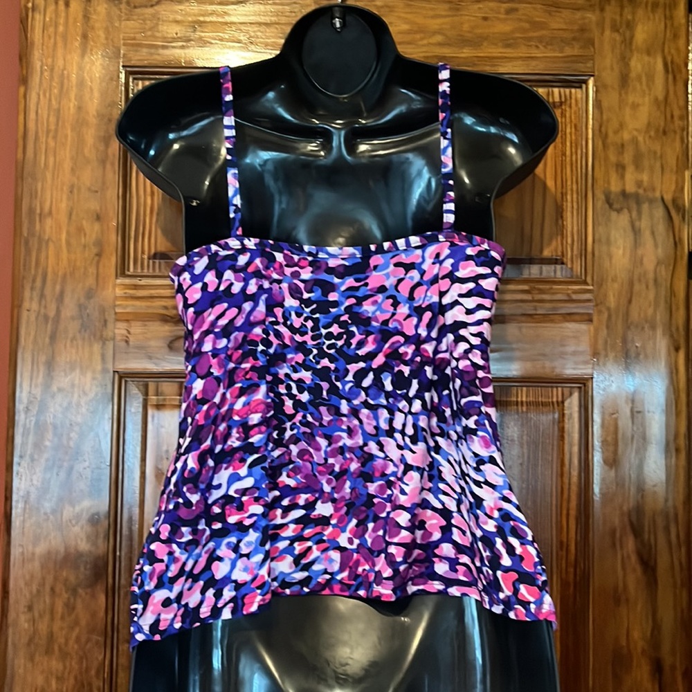 Colorful Leopard Print Ruffle Tankini Top - Picture 3 of 6